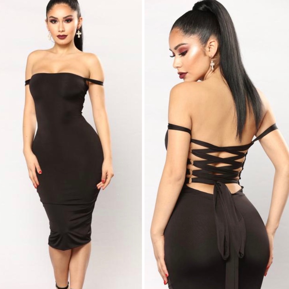 Fashion Nova Framed Lace Up dress